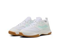 PUMA VARION II JR, Chaussure de Terrain intérieur Unisexe, Electric Peppermint-PUMA White-Gum,