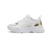 Puma Women Cassia Metallic Shine Sneakers, Puma White-Puma Gold-Puma Silver-Vapor Gray, 39 EU
