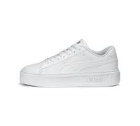 PUMA Women's Fashion Shoes SMASH PLATFORM V3 Trainers & Sneakers, PUMA WHITE-PUMA SILVER, 37.5