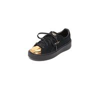 PUMA Women's Suede Platform Fashion Sneaker, Gold Black, 8 M US