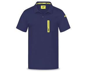 PUMA Workwear Advanced Collection - Polo pour homme à manches courtes - Poche poitrine et poche utilitaire sur l'épaule - Tissu résistant et respirant - Pour l'artisanat et la logistique, Marine, M