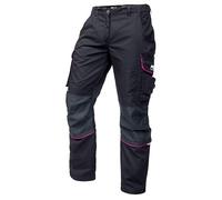 PUMA Workwear Precision X Pantalon de Travail pour Femmes, Nombreuses Poches & Genoux renforcés - Idéal pour Les Artisans, Les ouvriers de Production et de Construction - Noir/Rose - Taille 52