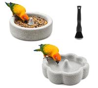 Pumice Bird Food Bowl,Bird Beak Grinding Stone Dish,Birds Cage Feeder (2Pcs)