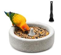 Pumice Bird Food Bowl,Bird Beak Grinding Stone Dish,Birds Cage Feeder (Circle)