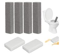 Pumice Stone Lot de 6 blocs WC en pierre ponce pour nettoyage des toilettes, éviers, baignoires, barbecues (4 gris + 2 blanc)