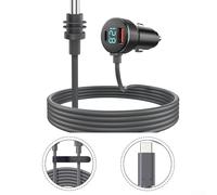 Pumixiy Adaptateur d'alimentation CC pour Mini, chargeur de voiture 12 V vers 24 V avec prise en charge PD/QC, voltmètre numérique et câble de sortie de 30 cm, charge rapide du véhicule (2 m)