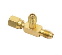 Pumixiy Adaptateur en T pour outil de réfrigération HVAC 6,35 mm SAE Flare Connecteur pour collecteur et pompe à vide profond avec raccord de branche en forme de T en laiton
