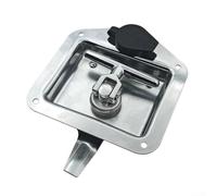 Pumixiy Boîte à outils pour porte de remorque - Loquet sécurisé en T en acier inoxydable pliable compact pour avoir 2 clés Blueprint Caravan Resistant (lot de 1) (argenté)