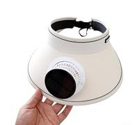 Pumixiy Chapeau de bonbon beige, chapeau de soleil d'été avec ventilateur, chapeau de protection UV à large bord pour la pêche en plein air et le sport, rechargeable par USB, 600 mAh, chapeau