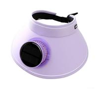 Pumixiy Chapeau de bonbon violet, chapeau de soleil d'été avec ventilateur, chapeau de protection UV à large bord pour la pêche en plein air et le sport, rechargeable par USB, 600 mAh, chapeau