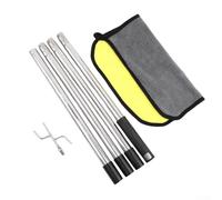 Pumixiy Crochet de nettoyage de piscine multifonction en acier inoxydable avec rallonge - Compatible avec les systèmes d'aspiration de piscine - Kit de tige interchangeable de 1,2 m/1,6 m (crochet 3)