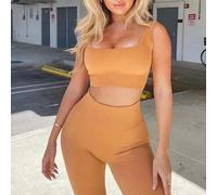 Pumixiy Ensemble débardeur et short pour femme, tenue deux pièces pour yoga, course à pied, fitness, gilet et short de sport, vêtements de sport, vêtements de sport en mélange de nylon et d'élasthanne