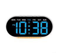 Pumixiy Horloge murale simple à grand écran avec affichage LED, lumière ambiante et lecture de la température, montre multifonction pour chambre à coucher, salon, bureau (lumière bleue)
