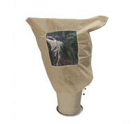 Pumixiy Housse d'hiver beige pour plantes - Housse résistante au froid avec cordon de serrage et fermeture éclair - Tissu non tissé - Protection contre le gel - Design transparent (240 x 240 cm)