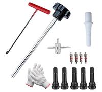 Pumixiy Kit d'outils de réparation de valve de pneu pour roues sans chambre à air - Installation de tige de valve de voiture et moto avec poignée en caoutchouc robuste (noir)