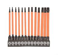 Pumixiy Lot de 13 embouts de tournevis magnétiques à tête Torx T5-T40 - Construction en métal et silicone - Zone de torsion - Absorbe le couple - Longue portée - 75 mm, 100 mm, 150 mm de longueur (100