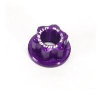 Pumixiy Lot de 2 écrous d'essieu arrière avec logo violet pour vélo, écrous de voie M10 x 1,0, alliage d'aluminium pour fixation d'essieu arrière de vélo, compatibles avec les vélos traditionnels