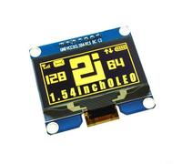 Pumixiy Module d'affichage LCD de 1,54", résolution 128 x 64 avec pilote SSD1309, interface IC IIC 7 broches PM pour un angle de vision complet, utilisation industrielle (jaune)