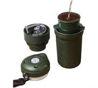 Pumixiy Moulin à café manuel en acier inoxydable avec tasse intégrée, manivelle lisse et double système de roulement pour un broyage sans effort, paramètres réglables pour expresso et presse (vert)