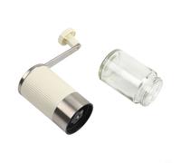 Pumixiy Moulin à café manuel portable en acier inoxydable avec fraise conique réglable | Idéal pour expresso, presse, goutte à goutte et verseur | Manivelle manuelle (blanc)