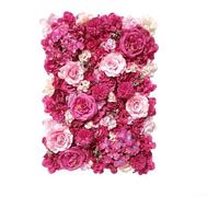 Pumixiy Panneau mural de fleurs artificielles de qualité supérieure avec roses et hortensias en soie pour décoration de mariage et toile de fond d'événement, 40 x 60 cm (rose rouge)