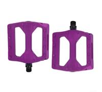 Pumixiy Pédales de VTT en nylon, avec roulements DU, plateforme antidérapante, pour vélo de route et VTT, tige en acier, design large bande de roulement, noir (violet)