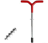 Pumixiy Piquet de tarière à glace en spirale pour pêche sur glace et camping, piquets de tente en métal pour la neige avec prise en main ergonomique, ancrages au sol pour camping d'hiver, compatible