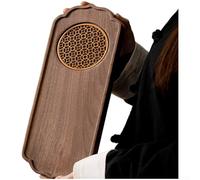 Pumixiy Plateau à thé en noyer noir d'Amérique du Nord, 36 x 13,6 x 2 cm, service de cérémonie du thé en bois avec motif marguerite artistique, style luxueux minimaliste (langue florale)