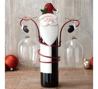 Pumixiy Porte-bouteille de vin décoratif pour Noël et occasions festives, peut contenir 1 bouteille et 2 verres standard, bras amovibles, idéal pour table (2)