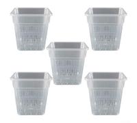 Pumixiy Pot à orchidée carré respirant pour observation de la croissance des racines des plantes, pot de fleurs en plastique perméable à la lumière, avec circulation de l'air et design transparent, 15