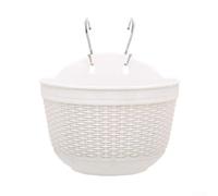 Pumixiy Pot de fleurs semi-circulaire en résine à suspendre pour extérieur et intérieur - Pot de fleurs mural pour économiser de l'espace - Pot de fleurs moderne - Design durable (blanc)