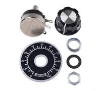 Pumixiy Potentiomètre conique rotatif 10 K Ohm, résistance variable en film de carbone à un tour avec bouton de commande, 3 bornes pour vitesse, minuterie, équipement de température