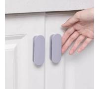Pumixiy Quartet Lot de boutons de porte d'armoire modernes en plastique auto-adhésifs avec poignées simples pour balcon et meubles blancs (gris)