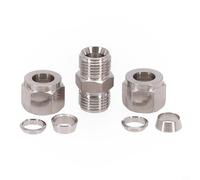 Pumixiy Raccord en acier inoxydable 304, adaptateur de tuyau droit pour applications pneumatiques et hydrauliques, connecteur à compression à double cannelure, norme GB3733.1 (Φ10-Φ10)