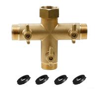 Pumixiy Répartiteur de tuyau à 3 voies pour robinet de jardin, distributeur d'eau en laiton robuste avec vannes marche/arrêt, connecteur à 3 sorties pour trois tuyaux