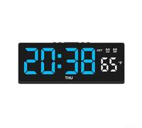 Pumixiy Réveil numérique avec affichage LED, double alarmes et moniteur de température ambiante, 5 réglages de luminosité réglables, fonction d'activation vocale, coque noire et bleue