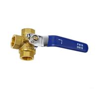 Pumixiy Robinet à boisseau sphérique en laiton 3 voies L/T Alésage pour installations de plomberie Eau, Huile, Gaz Filetage interne 6,35 mm 3/8" 1/2" 3/4" 1" ISO 228 Standard Valve à levier manuelle