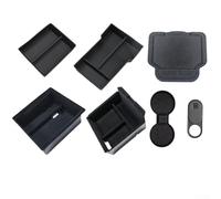 Pumixiy Solutions de rangement intérieur floqué pour Model 3 2023-2025, ensemble de 7 organiseurs de console centrale avec porte-gobelet et housse d'appareil photo, voiture noire