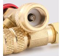 Pumixiy Soupape de sécurité AC en cuivre pour systèmes CVC, raccord à angle droit de 90 degrés, adaptateur pour climatiseurs R22, R32, R410a (B)