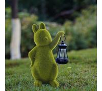 Pumixiy Statue de jardin pour maman - Décoration solaire en forme de lapin avec lumière LED chaude - Décoration solaire résistante aux intempéries pour cour et balcon (plante à énergie solaire)