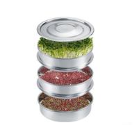 Pumixiy Système de germination à plusieurs niveaux, kit de culture en acier inoxydable, avec filet de drainage, pour micropousses de haricots, kit de germination (B)