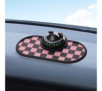 Pumixiy Tapis de téléphone antidérapant en PVC pour tableau de bord avec support de téléphone de voiture réglable, rotation à 360 degrés et plaque d'immatriculation d'intimité, convient à tous (rose