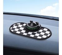 Pumixiy Tapis de téléphone antidérapant en PVC pour tableau de bord avec support de téléphone réglable pour voiture, rotation à 360 degrés et plaque d'immatriculation, convient à tous (noir et blanc)