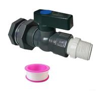 Pumixiy Valve de pluie en PVC 1,9 cm, adaptateur de tuyau avec raccord de cloison pour seau à pluie, comprend un joint d'étanchéité en silicone, un bloc de sol manuel anti-fuite