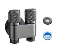 Pumixiy Vanne d'angle à double commande G12 1 entrée deux sorties avec poignée rotative en métal adaptée pour salle de bain, toilettes, lavabo, chauffe-eau, pommeau de douche (gris)