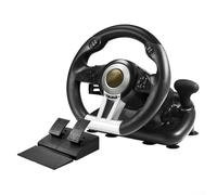 Pumixiy Volant de course, pour PC Switch One, contrôleur de jeu ABS, avec pédale linéaire, design ergonomique, pour Sim Racing, noir et orange (noir)