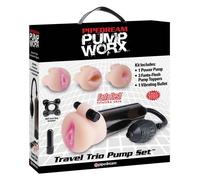 Pump Worx - Kit de voyage Trio de pompes à pénis - Bouche, vagin, anus et vibrom