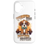 Pumping Iron and Petting Puppies Body Building Coque pour iPhone 16