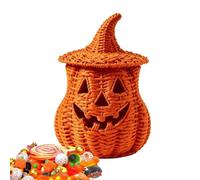 Pumpkin Basket - Woven Halloween Candy Storage Basket, Table Decor, Home | Woven Pumpkin Basket, Halloween Candy Storage, Tabletop Decor, Seasonal Organizer, Home Apartment Office Dorm Bedroom Use