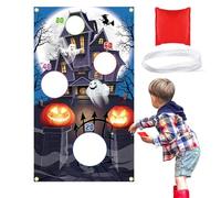 Pumpkin Bean Bag - Boîte À Lancer À Thème D'Halloween, Sturdy Carnival Style Toss Score Score Hrouses, Facile Outdoor Party Game Family Family Amis | Activité De Lancement De Fantômes Avec Des Sacs De
